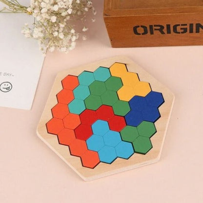 Casse tête en bois forme hexagonale