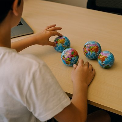 enfant qui choisi balle anti stress 