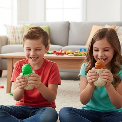 enfants jouent avec balle anti stress enfant forme dino