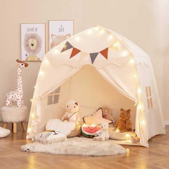 tente enfant univers magique eclairer  et peluche